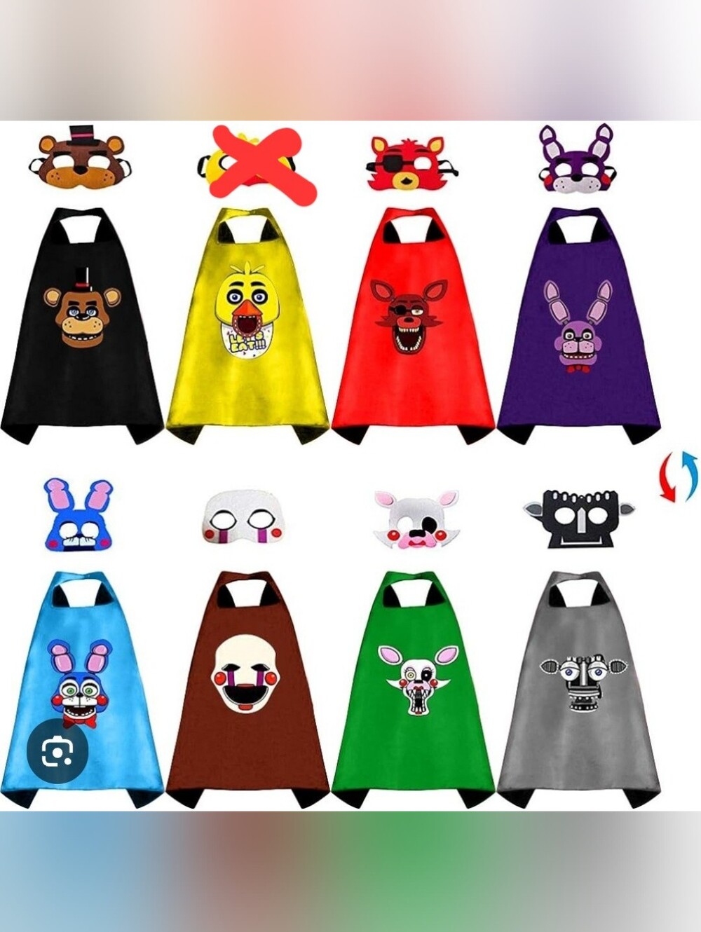 Five Nights At Freddies Kids Costume Capes and Masks